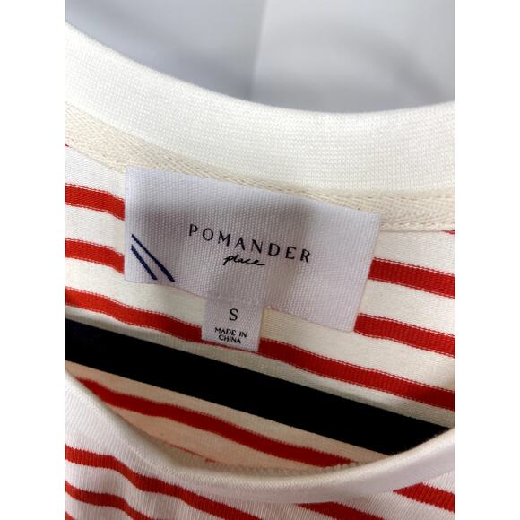 Pomander Place Red Striped Vesty Puff Short Sleeve Crewneck size S small - Picture 3 of 5